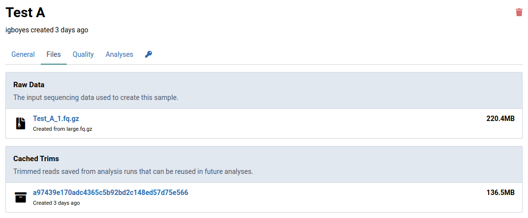 Sample files with no cache created