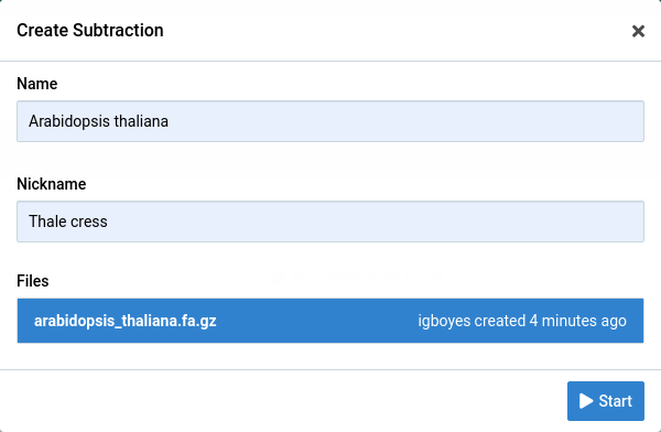 Filled create subtraction dialog box