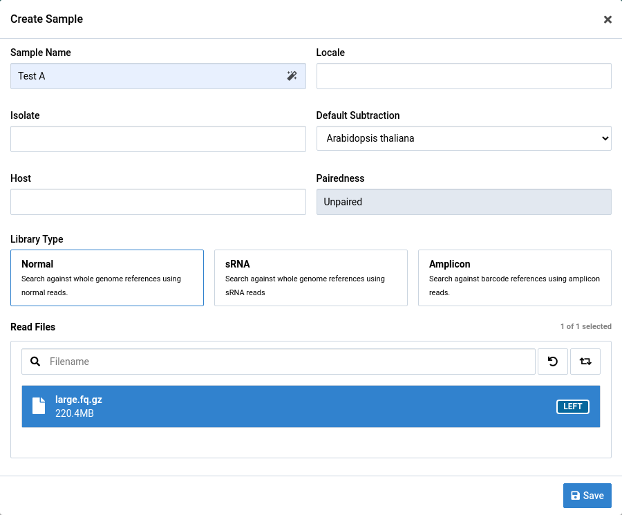 Create sample dialog with non-file fields populated