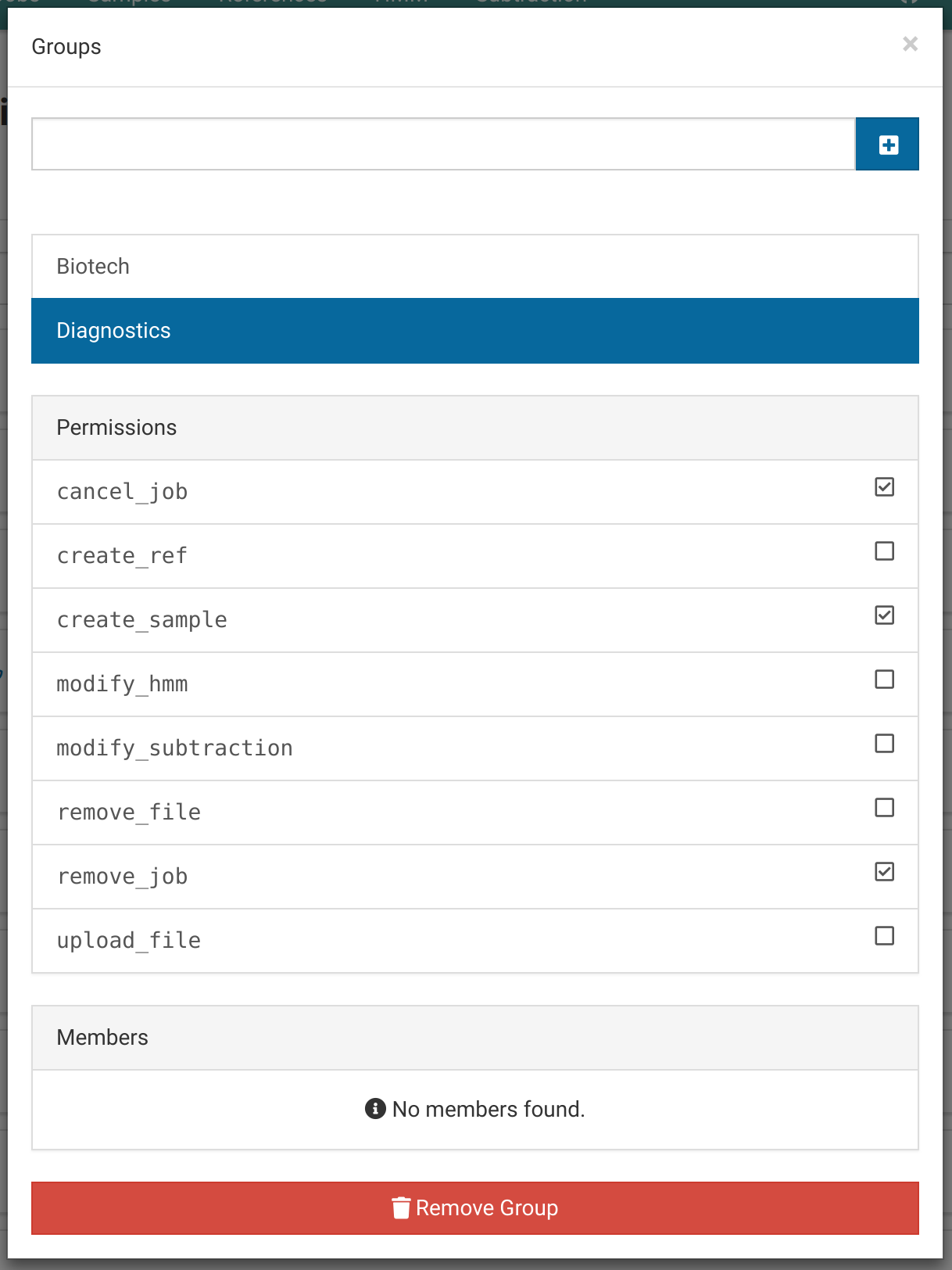 Group management interface