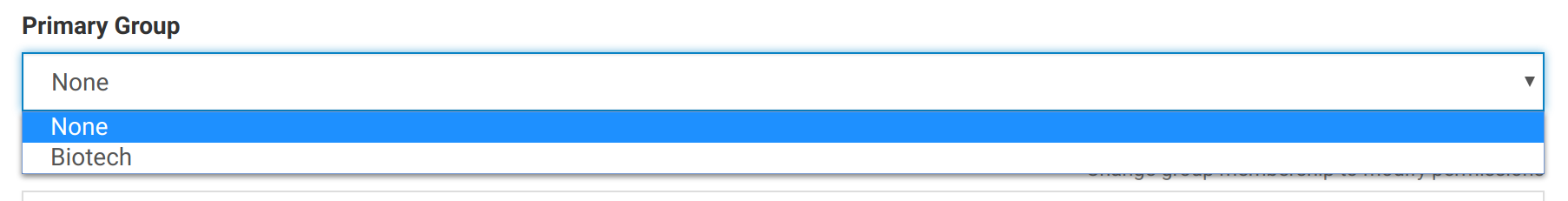 Primary group dropdown