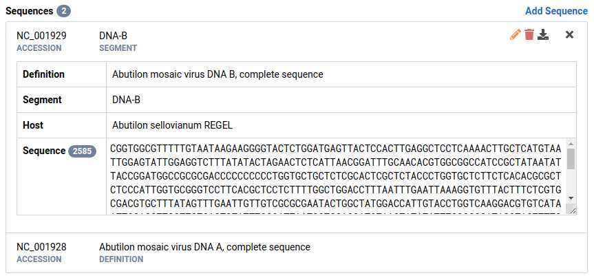 AbMV sequence list with segment change reflected