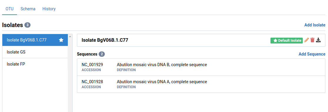 AbMV isolates before segment assignment